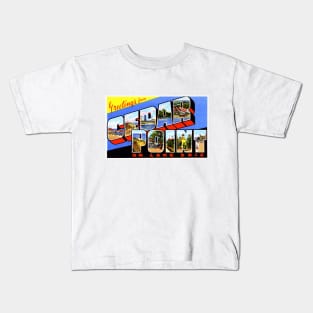 Greetings from Cedar Point on Lake Erie - Vintage Large Letter Postcard Kids T-Shirt